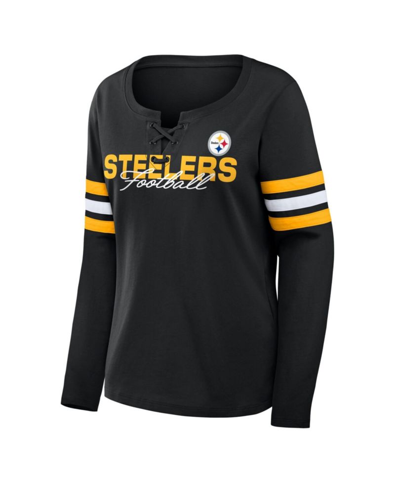 Women's Pittsburgh Steelers Team First Coverage Scheme Lace-Up Long-Sleeve T-Shirt