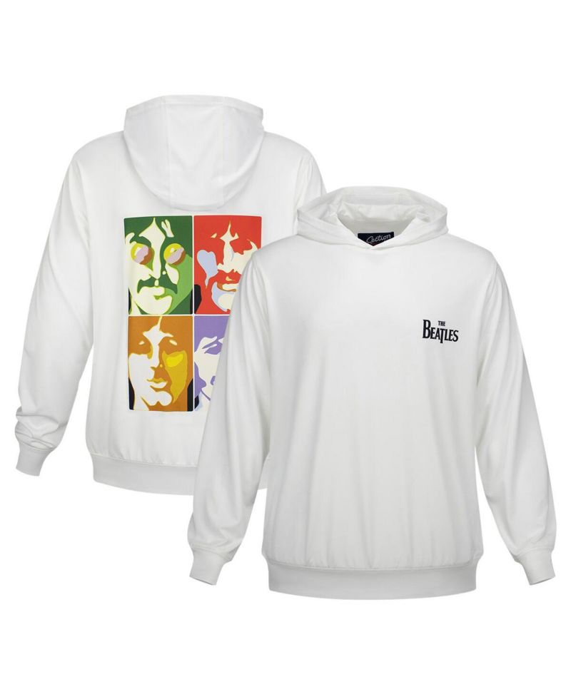 Men's and Women's White The Beatles Logo and Faces UPF 50 Pullover Hoodie