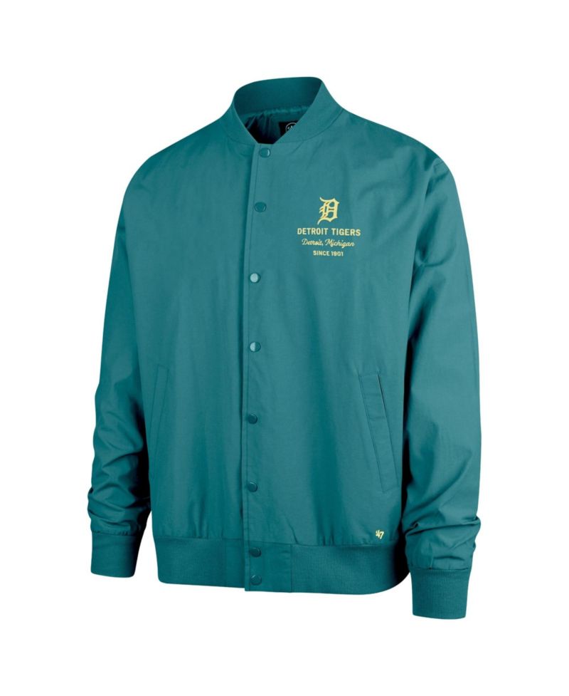 47 Brand Men's Hunter Green Detroit Tigers Anderson Twill Full-Snap Bomber Jacket