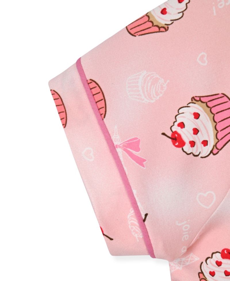 Girls' 7-16 Milky Cupcake Print Short Coat and Shorts with Headband, 3-Piece Set