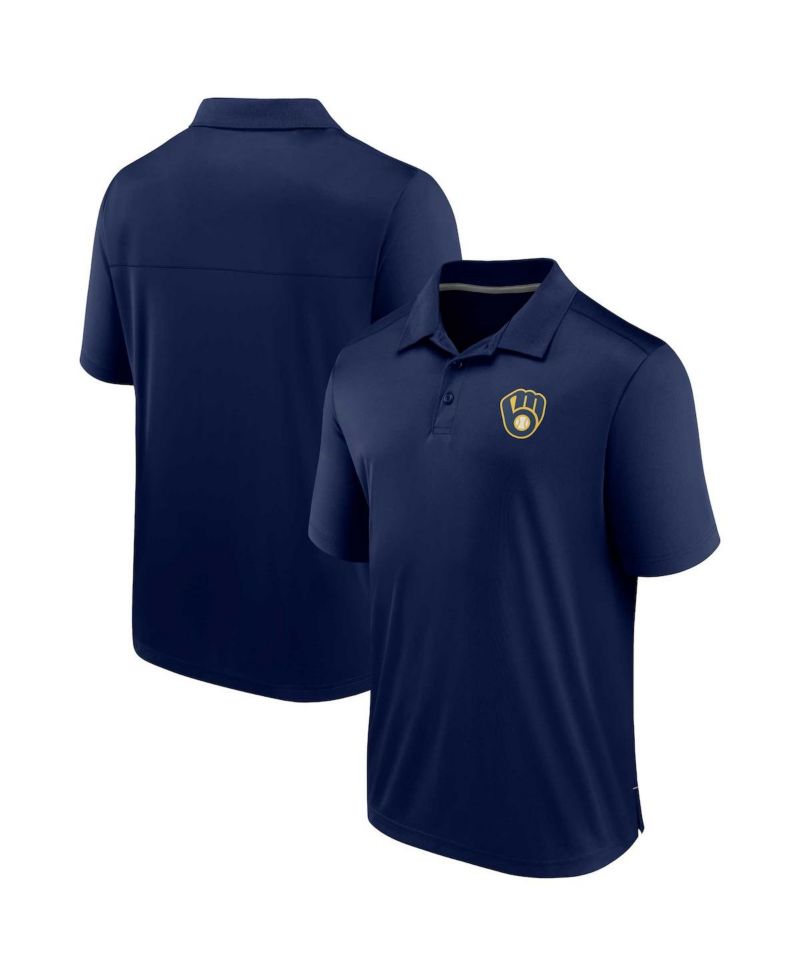 Men's Navy Milwaukee Brewers Hands Down Polo Shirt