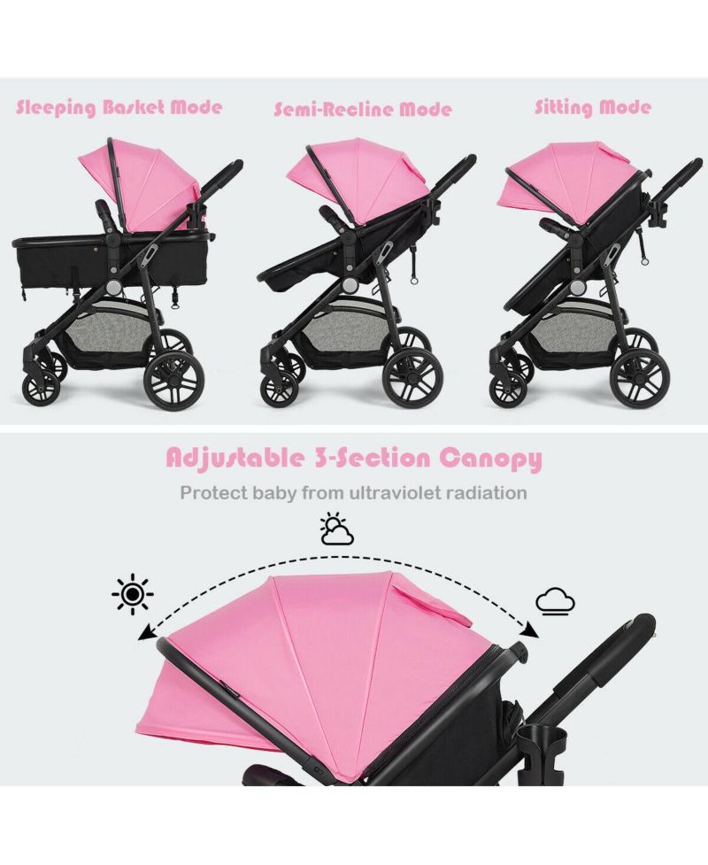 2-in-1 Baby Pushchair with Foldable Design for Newborn Infants