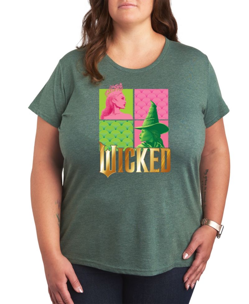 Plus Size Wicked Elphaba Glinda Graphic Crew Neck T-Shirt