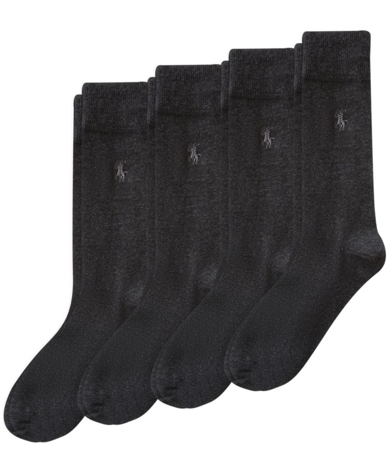 Men's Flat Knit Slack Dress Socks, 4-Pack