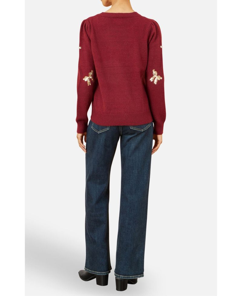 Women's Sequin Applique Bow Sweater