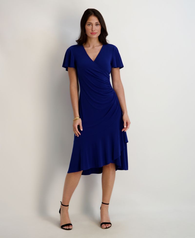 Flutter-Sleeve Midi Dress
