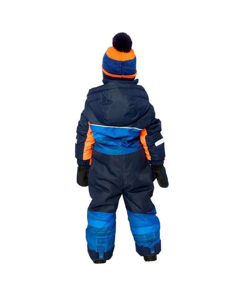 Big Boys (6-14) One Piece Play Snowsuit Blue with Stripes