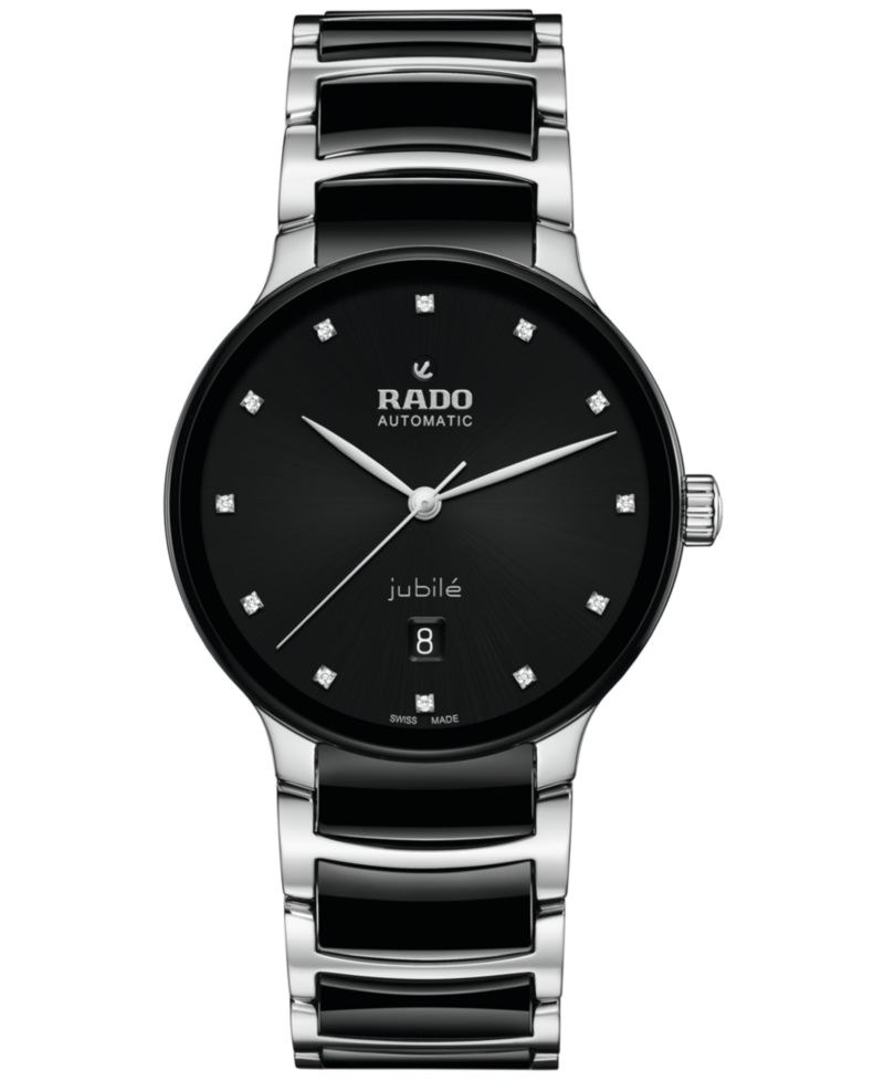 Men's Swiss Automatic Centrix Diamond (1/10 ct. t.w.) Black High-Tech Ceramic & Stainless Steel Bracelet Watch 40mm