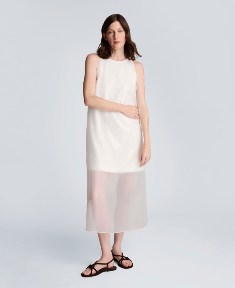 Women's Crewneck Sheer Overlay Dress