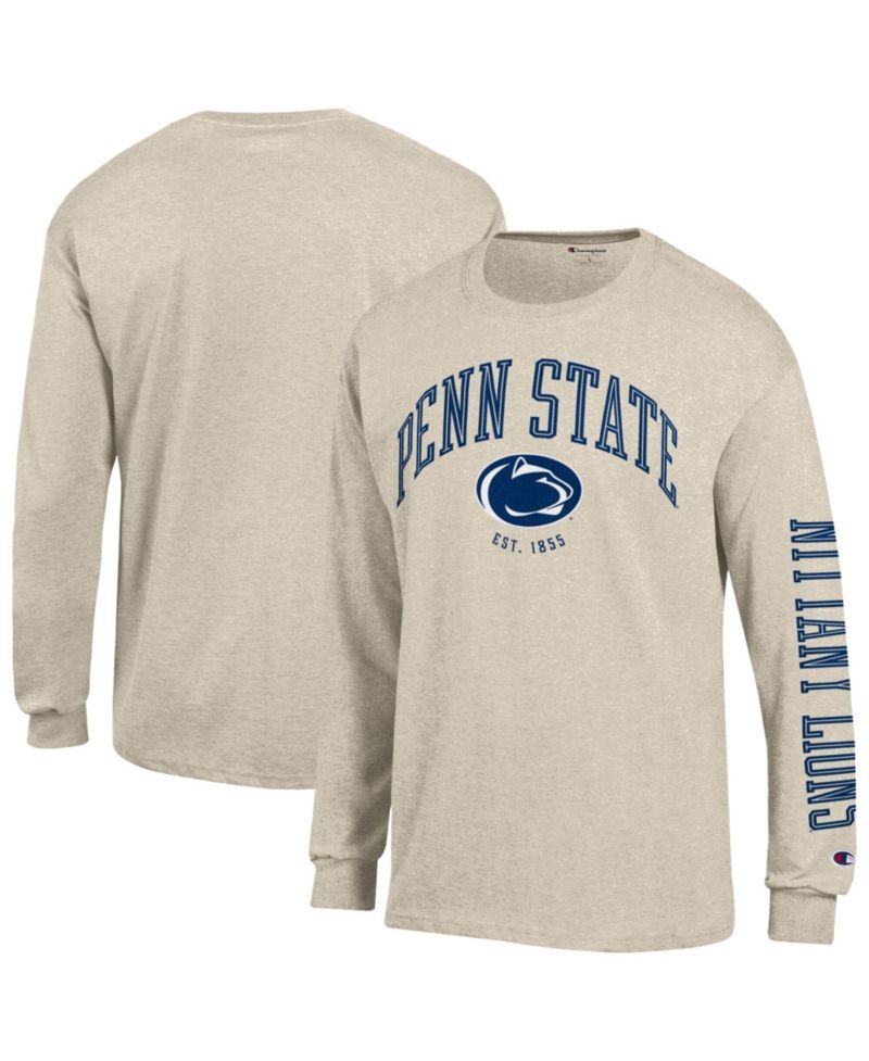 Men's Heather Oatmeal Penn State Nittany Lions Neutral Arch Long-Sleeve T-Shirt