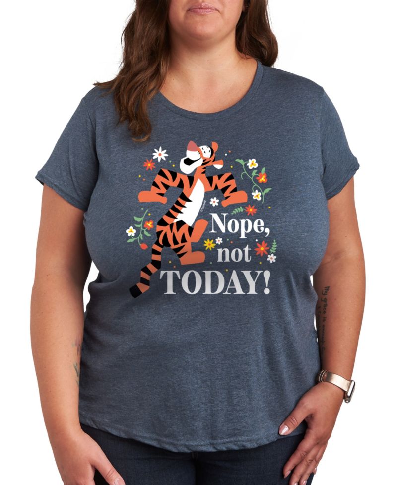 Trendy Plus Size Winnie The Pooh Nope Not Today Graphic Crew Neck T-Shirt