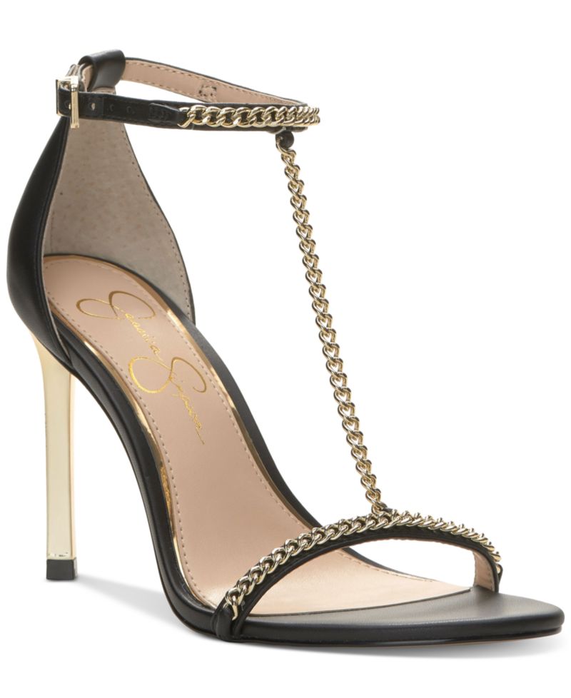 Women's Qiven T-Strap Chain Heeled Dress Sandals