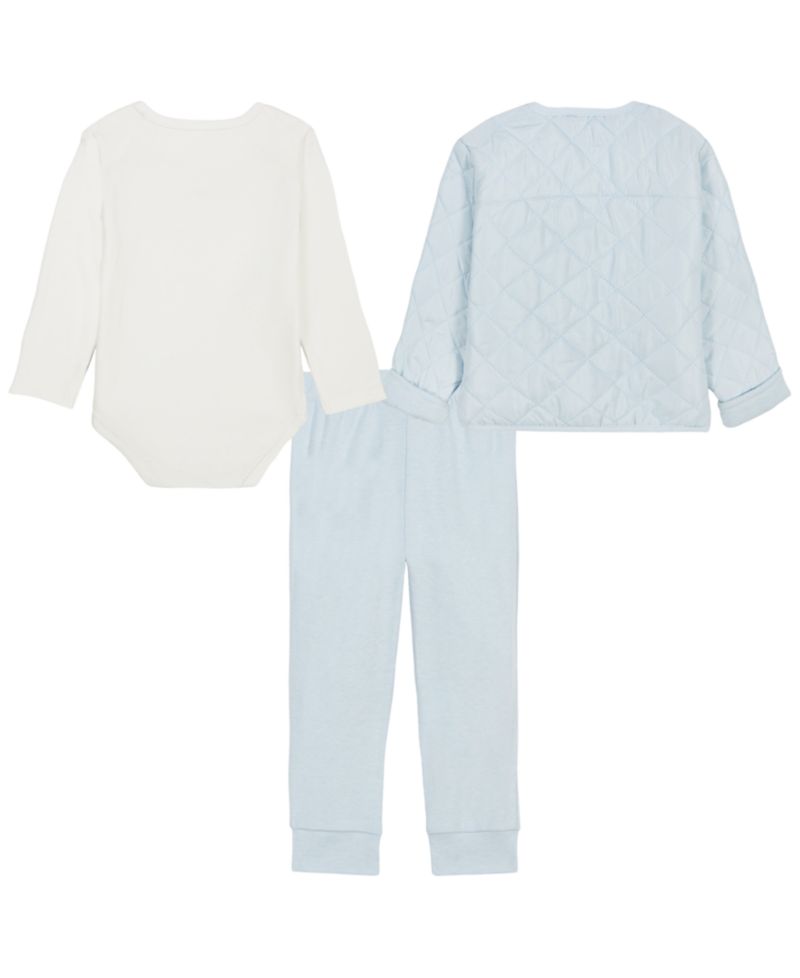 Baby Boys' Long Sleeve Quilted Jacket, Bodysuit, and Joggers, 3-Piece Set