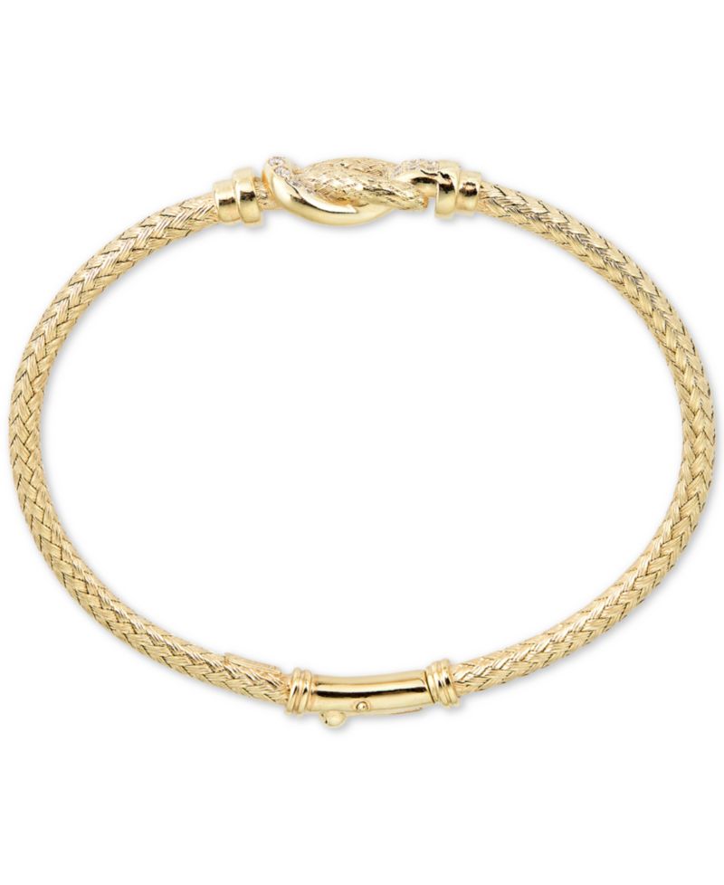 Diamond Interlocking Braided Bangle Bracelet (1/5 ct. t.w.) in 14k Gold-Plated Sterling Silver