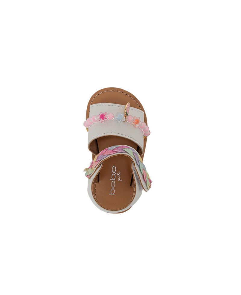 Big Girls Girl's Fashion Sandals - Dressy Shoes with Glitter Braid and Bracelet Accent