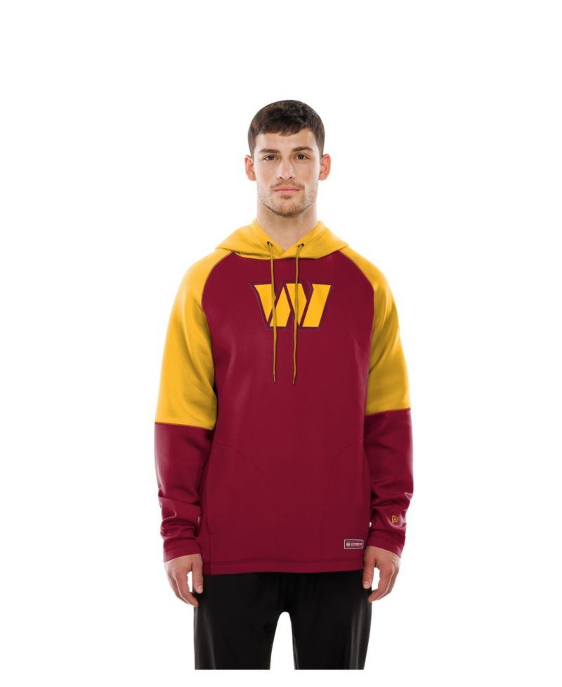 Men's Burgundy Washington Commanders Combine Authentic Color Block Raglan Pullover Hoodie