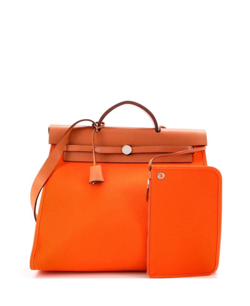 Pre-Owned Hermes 39 Herbag Zip Leather and Toile