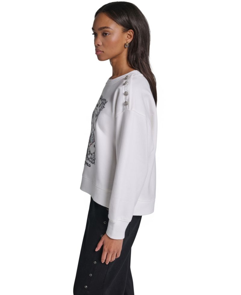 Women's Paris Scene Graphic Crewneck Long-Sleeve Sweatshirt