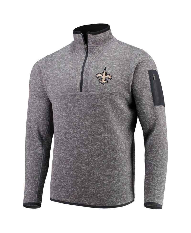 Men's Charcoal New Orleans Saints Fortune Quarter-Zip Pullover Jacket