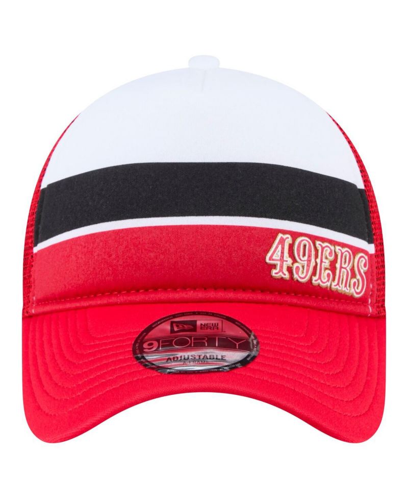 Men's White/Scarlet San Francisco 49ers Sport Night Color Block 9FORTY A-Frame Trucker Adjustable Hat