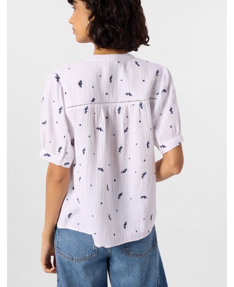 Women's Embroidered Cotton Frill Top