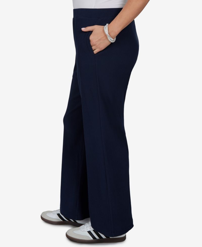 Plus Size Wide-Leg Pull-On Ribbed Pants