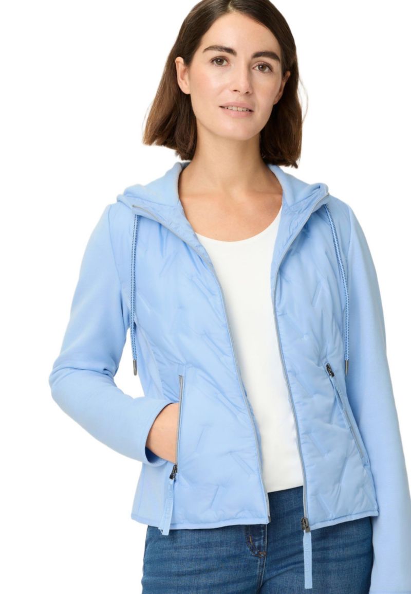 Women's Mixed Media Jacket with Hood