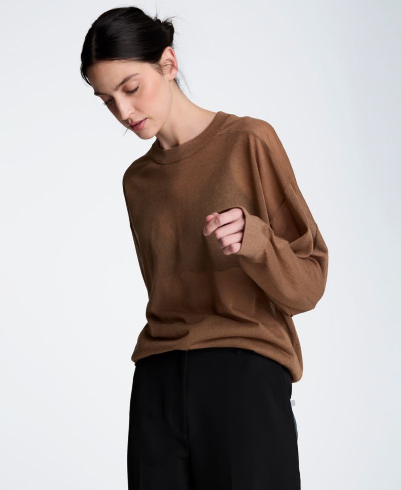 Women's Oversized Sheer Crewneck Sweater