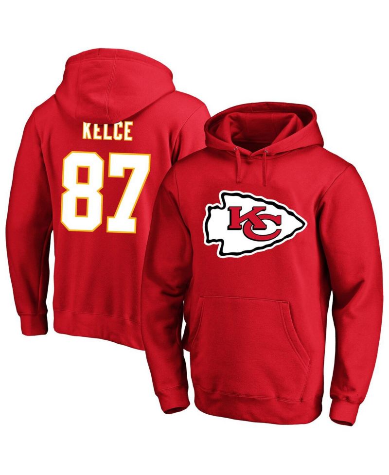 Men's Travis Kelce Red Kansas City Chiefs Big & Tall Name & Number Fleece Pullover Hoodie
