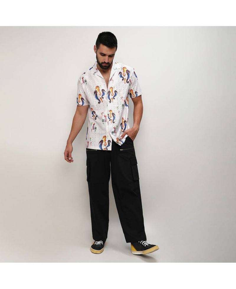 Men's Multicolour Mesh Seahorse Shirt