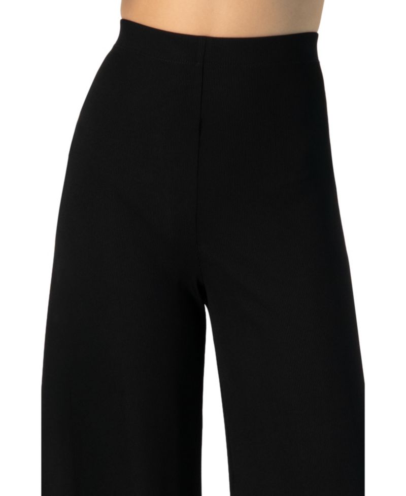 Women's Ribbed Wide-Leg Culotte Pants