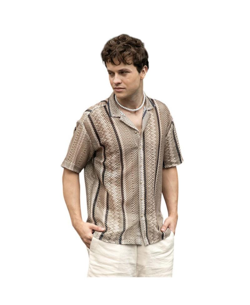 Men's Striped Knit Oversized Shirt