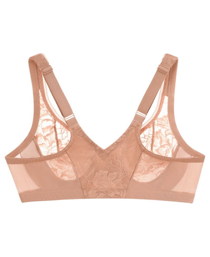 Women's Full Figure Wonderwire Front Close Stretch Lace Bra with Narrow Set Straps 9246