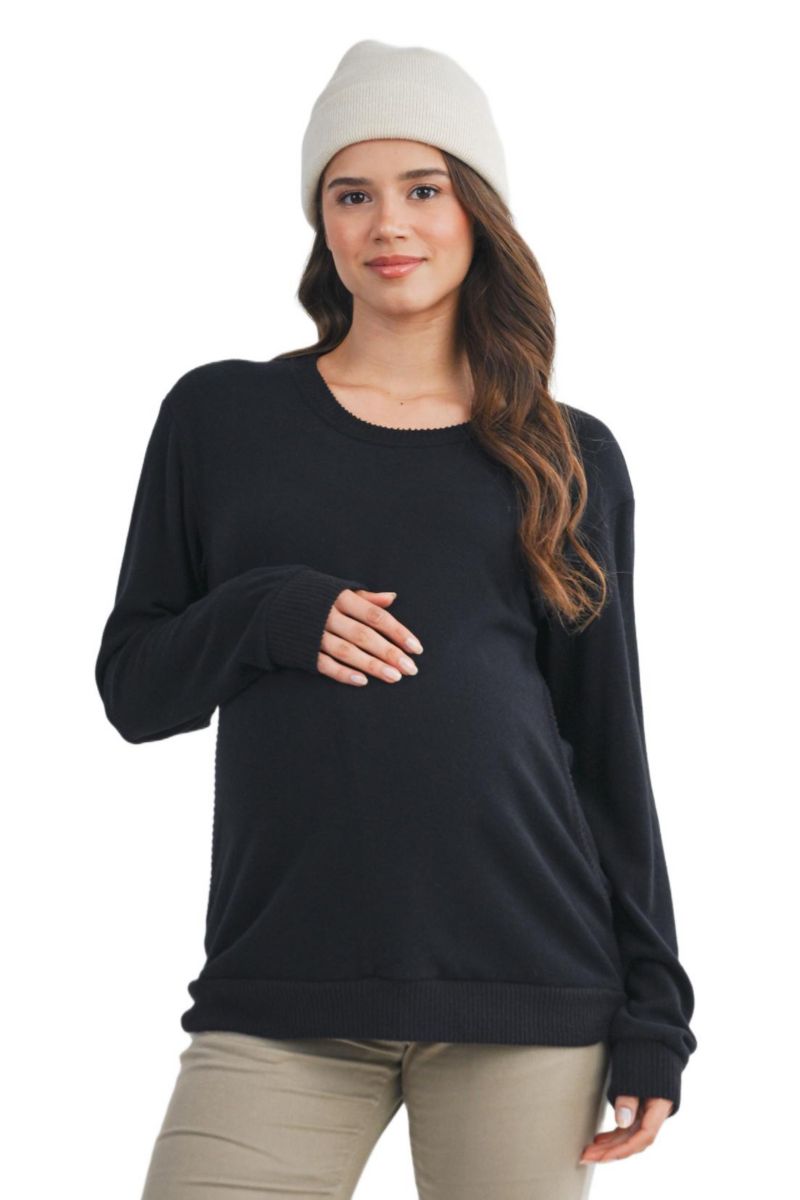 Maternity Casual V Neck Long Sleeve Pullover Top