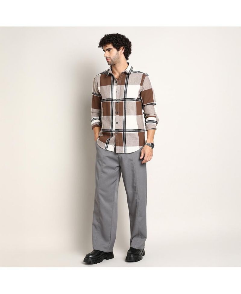 Men's Russet Brown Overlap Buffalo Shirt