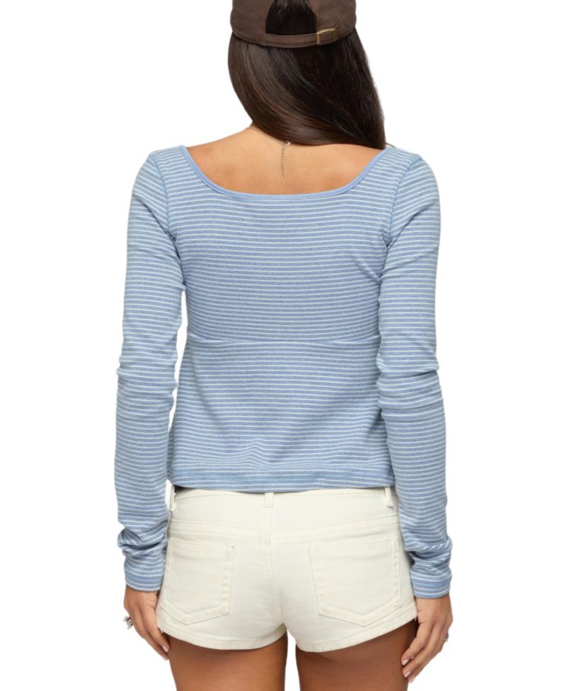 Women's Sare Striped Babydoll Henley Top