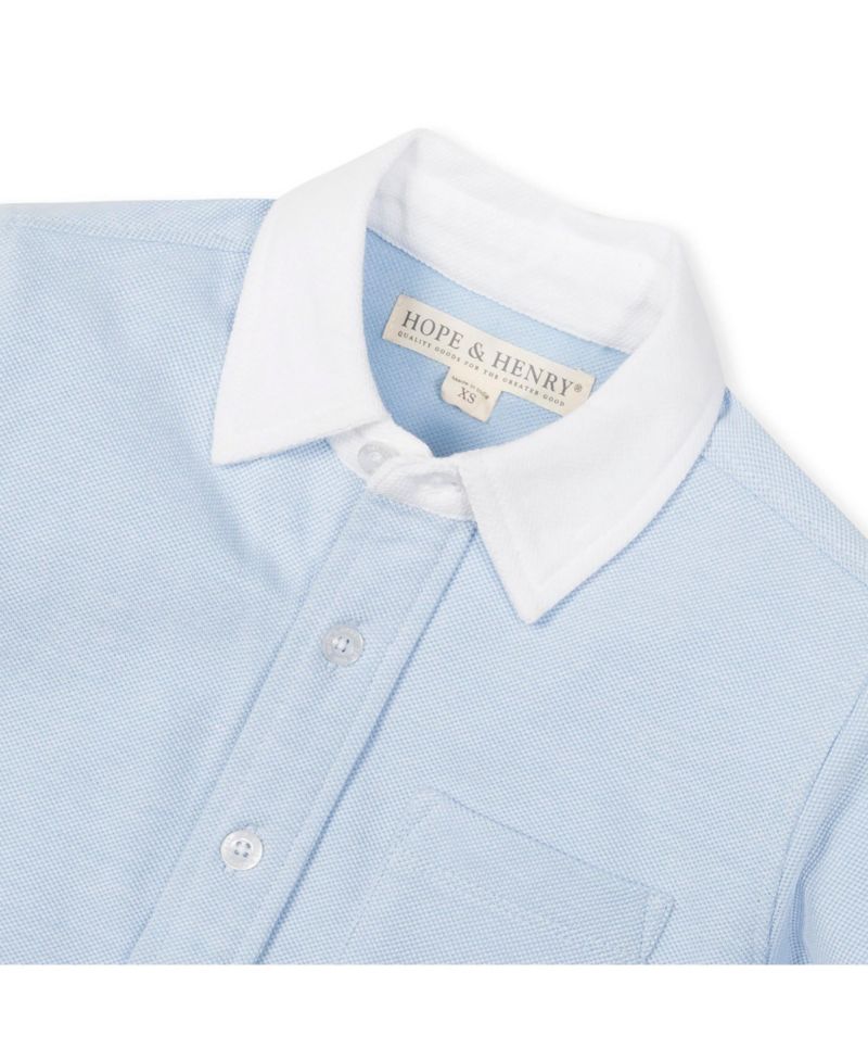 Hope and Henry Boys' Long Sleeve Pique Button Down Shirt