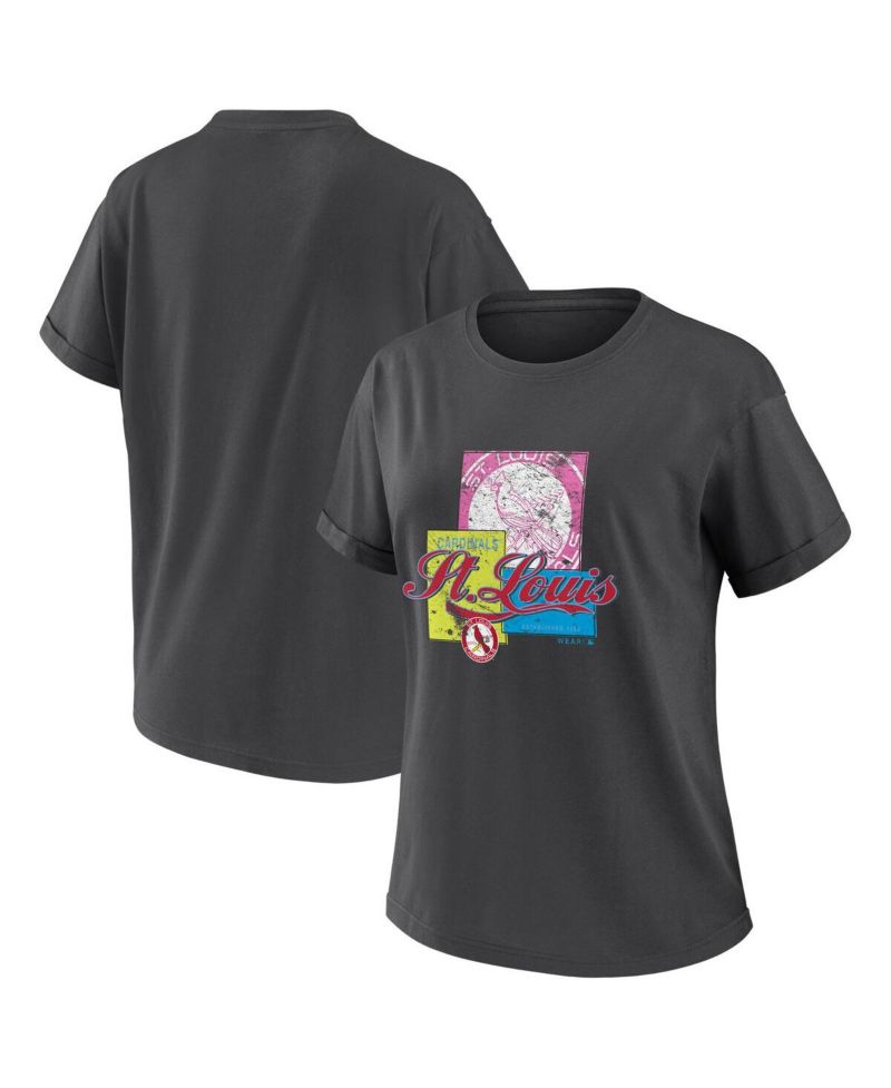 Women's Charcoal St. Louis Cardinals Domestic Box Color Boyfriend T-Shirt
