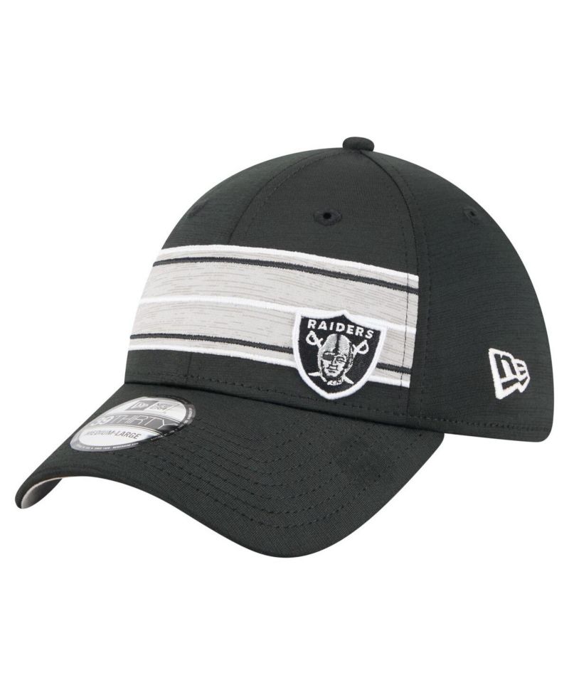 Men's Black Las Vegas Raiders Stripes 39THIRTY Flex Hat