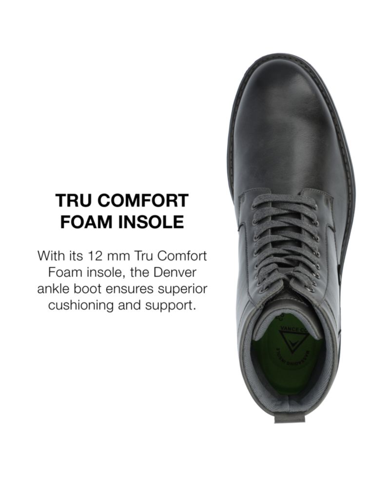 Men's Denver Tru Comfort Foam Plain Toe Lace-Up Ankle Boots