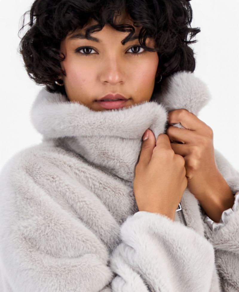 Petite Faux Fur Bomber Jacket