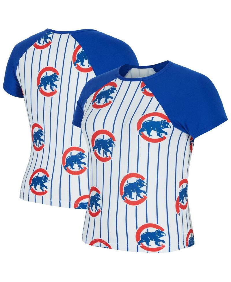 Women's White Chicago Cubs Outbound Pinstripe Raglan Top