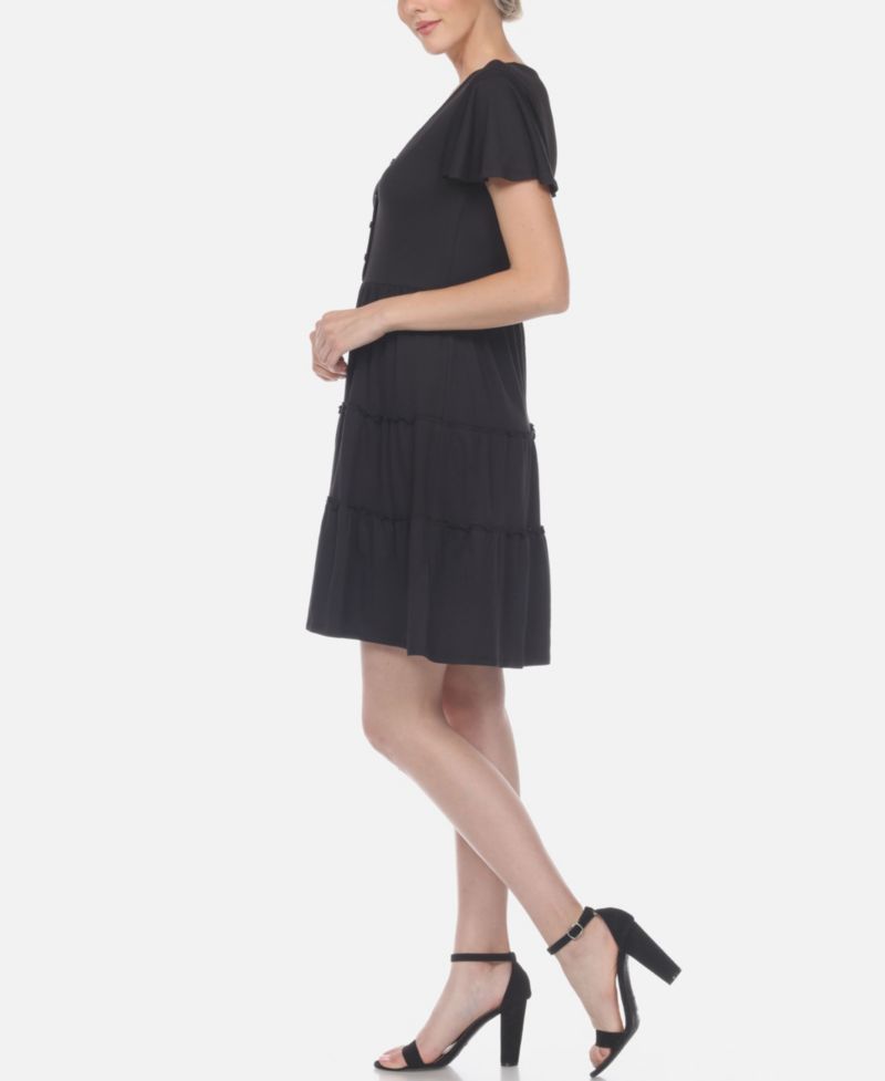 Women's Short Sleeve V-Neck Tiered Dress