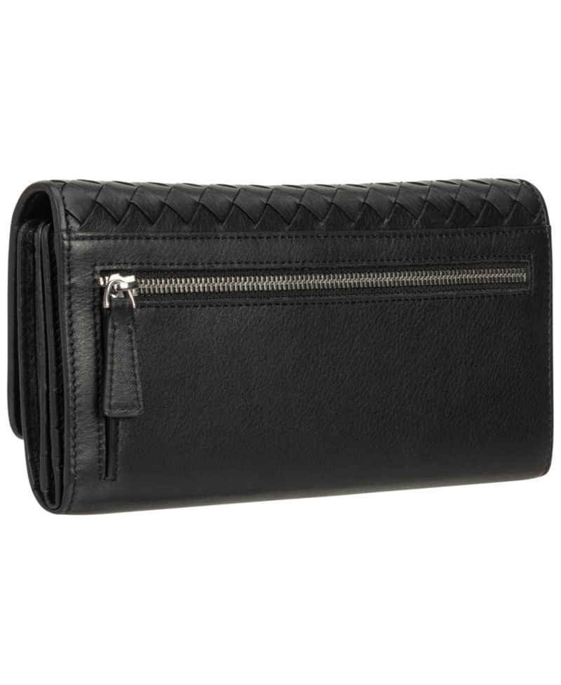 Women's Basket Weave Collection RFID Secure Quadruple Fold Wallet