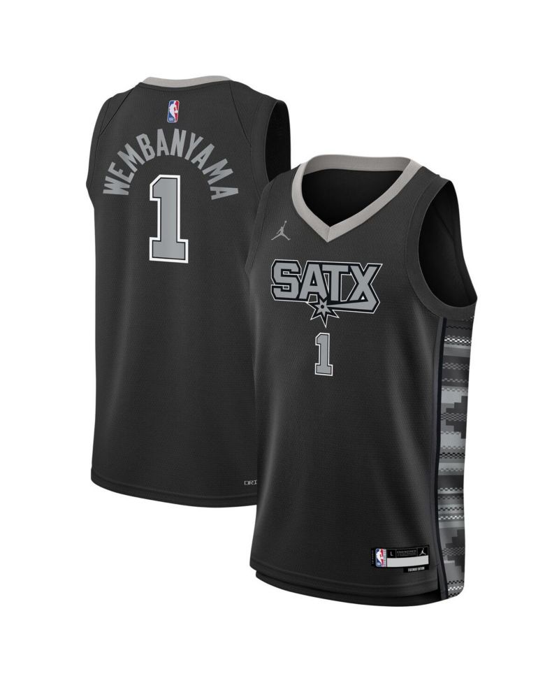 Big Boys Victor Wembanyama Black San Antonio Spurs Swingman Jersey - Statement Edition