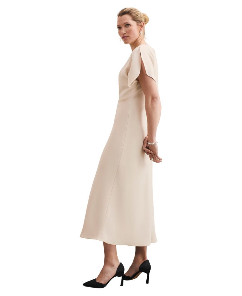 Women's Salerno Boat-Neck Short-Sleeve A-Line Midi Dress
