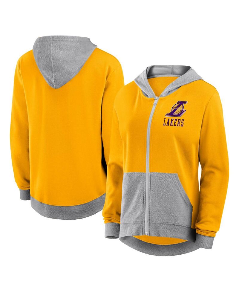 Women's Gold Los Angeles Lakers Hit It French Terry Full-Zip Hoodie