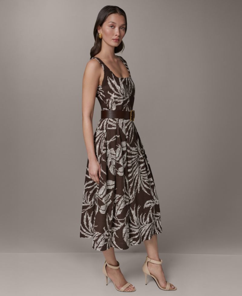 Women's Printed Square Neck Midi Dress