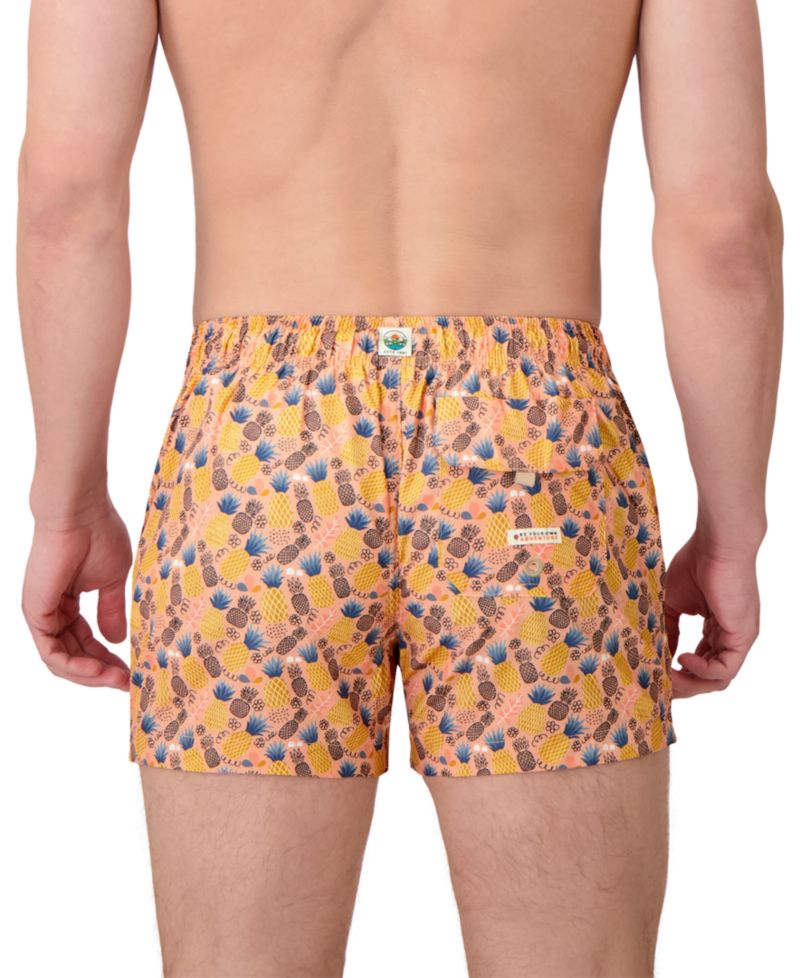 Sunset and Vines Men's Pineapple-Pattern Woven Swim Trunks