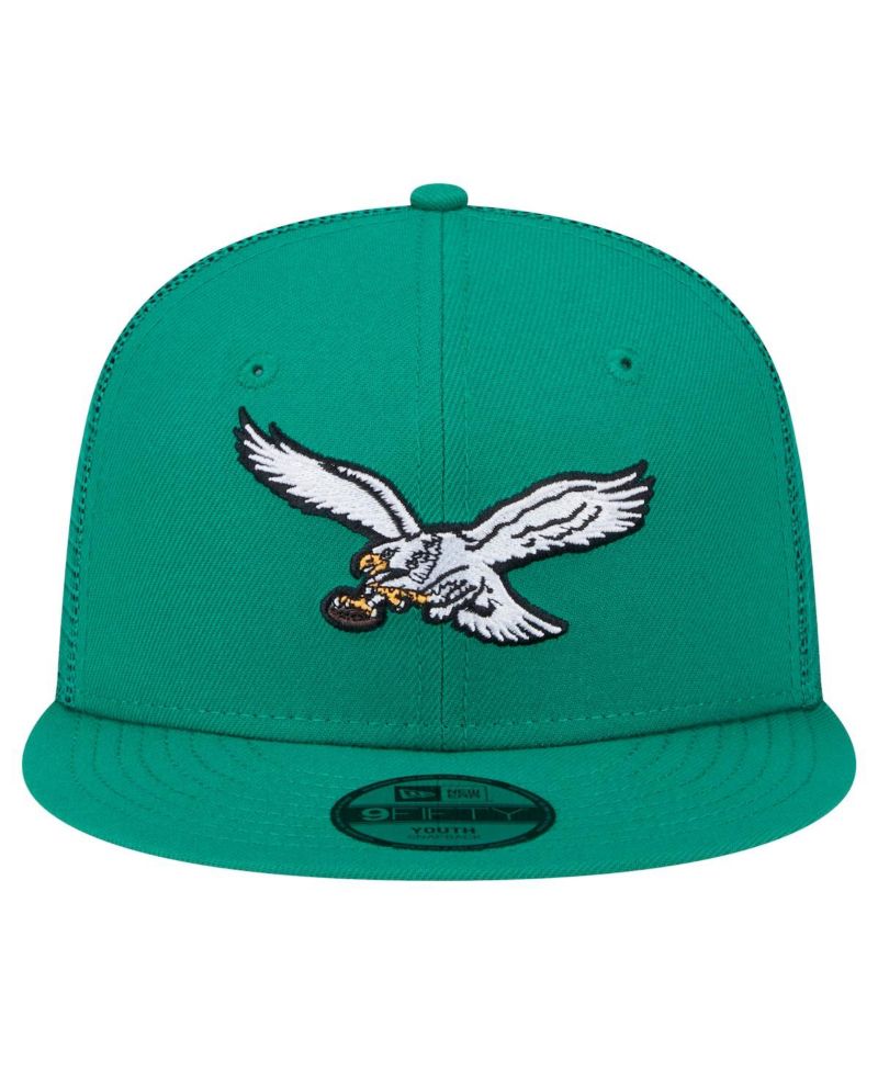 Big Boys and Girls Kelly Green Philadelphia Eagles Main Trucker Snapback Hat